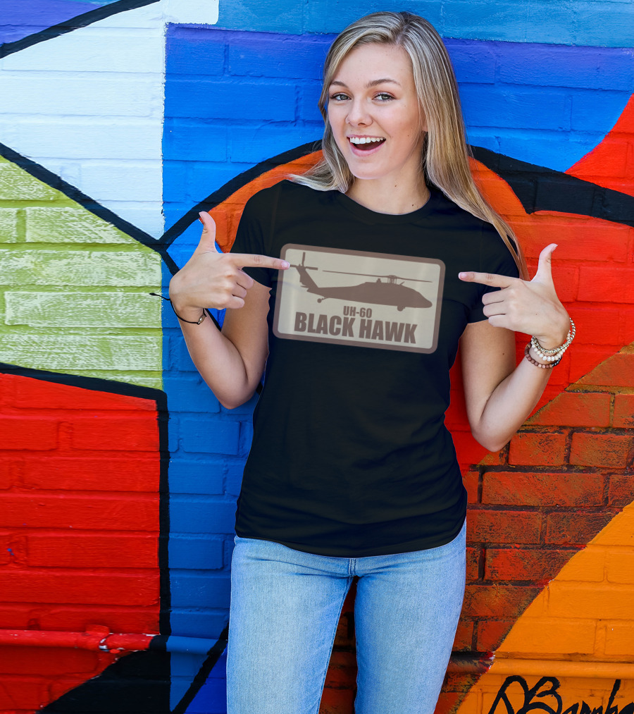 UH-60 Black Hawk Desert Subdued Patch Helicopter T-Shirt