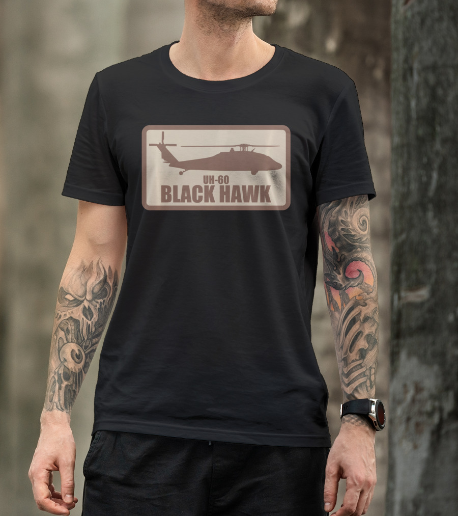 UH-60 Black Hawk Desert Subdued Patch Helicopter T-Shirt