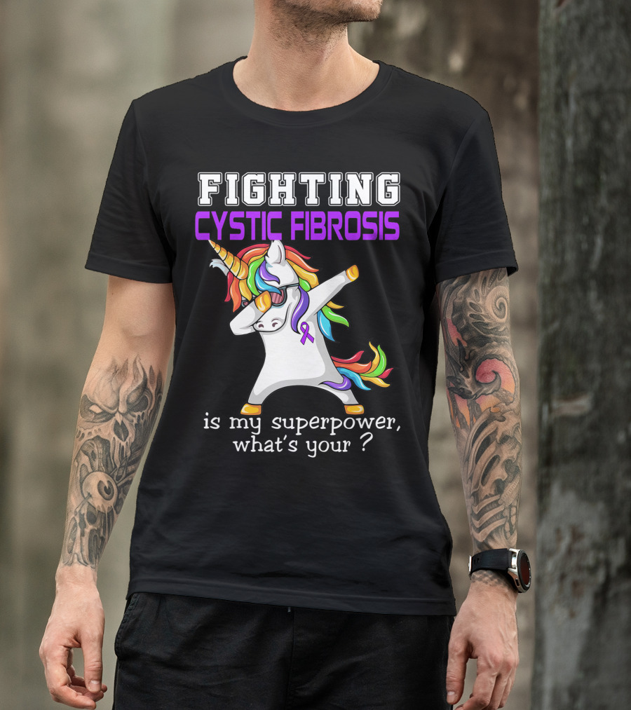 Fighting Cystic Fibrosis Unicorn Superpower Awareness T-Shirt