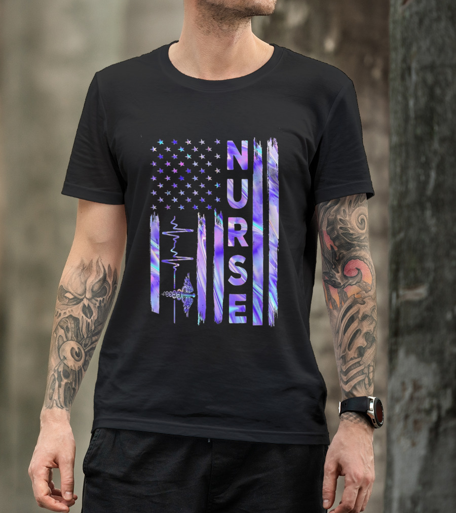 Nurse USA Flag Proud Girls Love Nursing Day T-Shirt