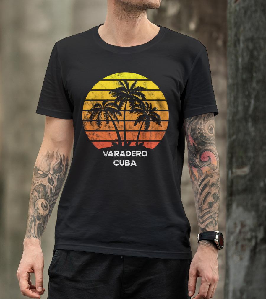 Varadero Cuba Beach Palm Tree Sunset Vacation Scene T-Shirt