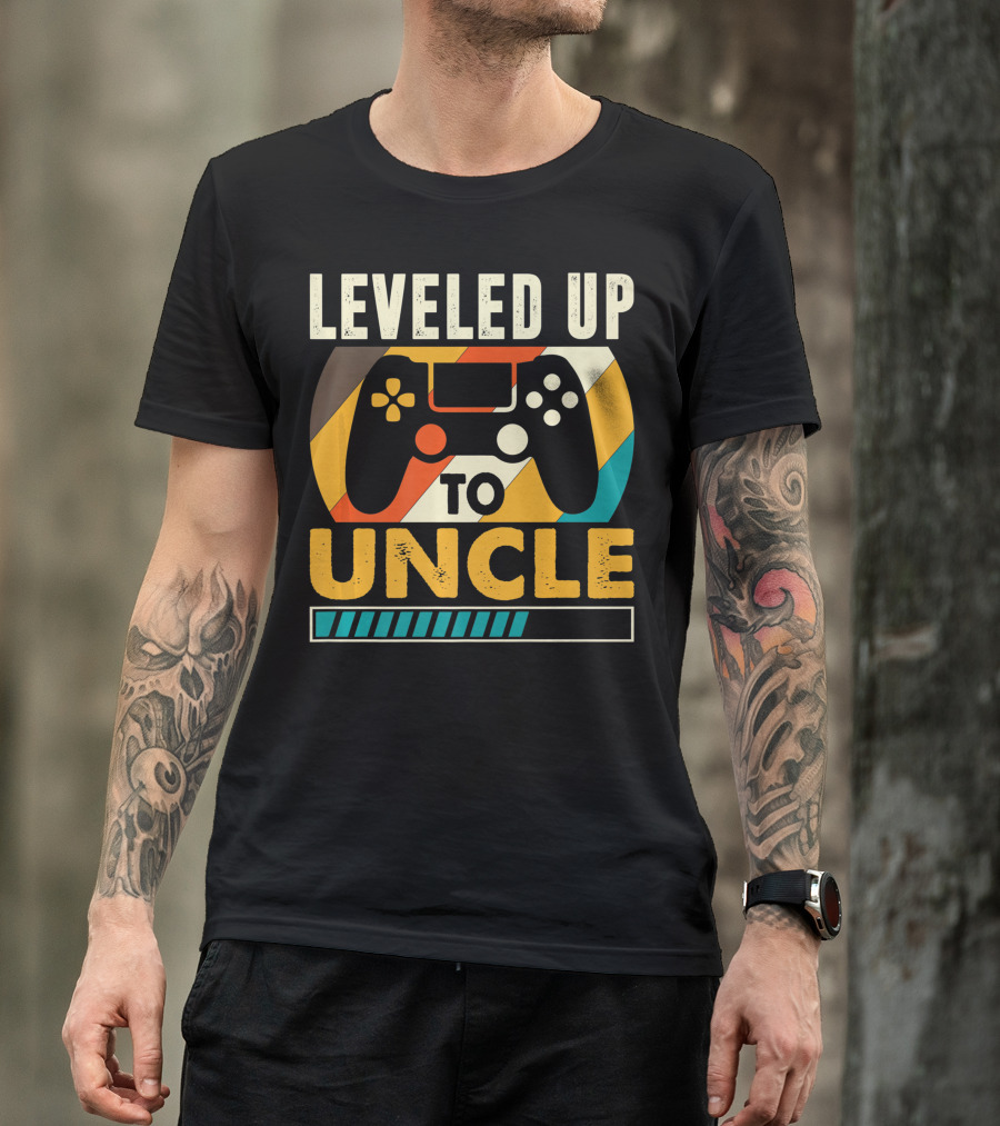 Leveled Up To Uncle Retro Gaming Controller Pregnancy Announcement T-Shirt