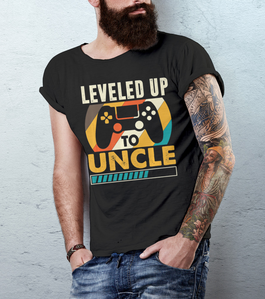 Leveled Up To Uncle Retro Gaming Controller Pregnancy Announcement T-Shirt