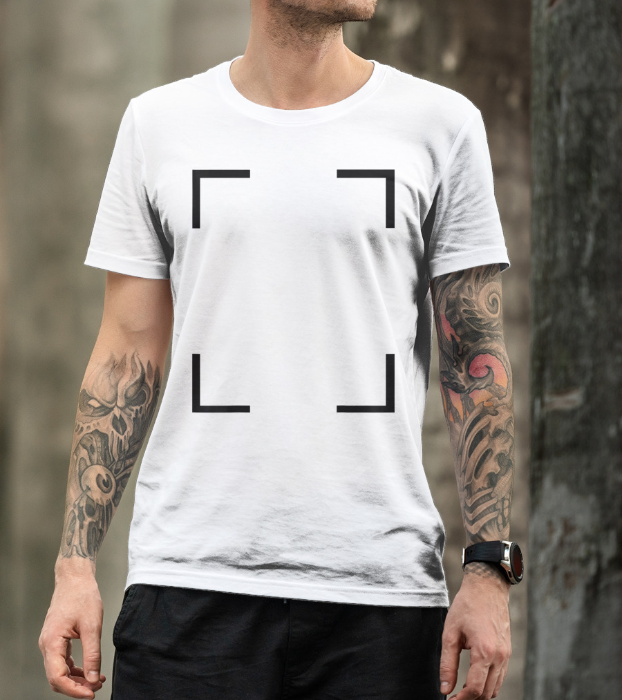 Art Frame Empty Corners Minimalist Black Square T-Shirt