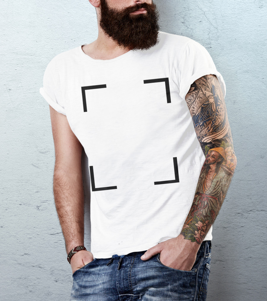 Art Frame Empty Corners Minimalist Black Square T-Shirt