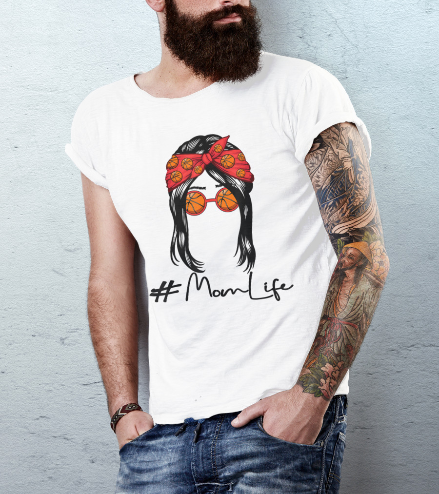 MomLife Basketball Mom Messy Bun T-Shirt