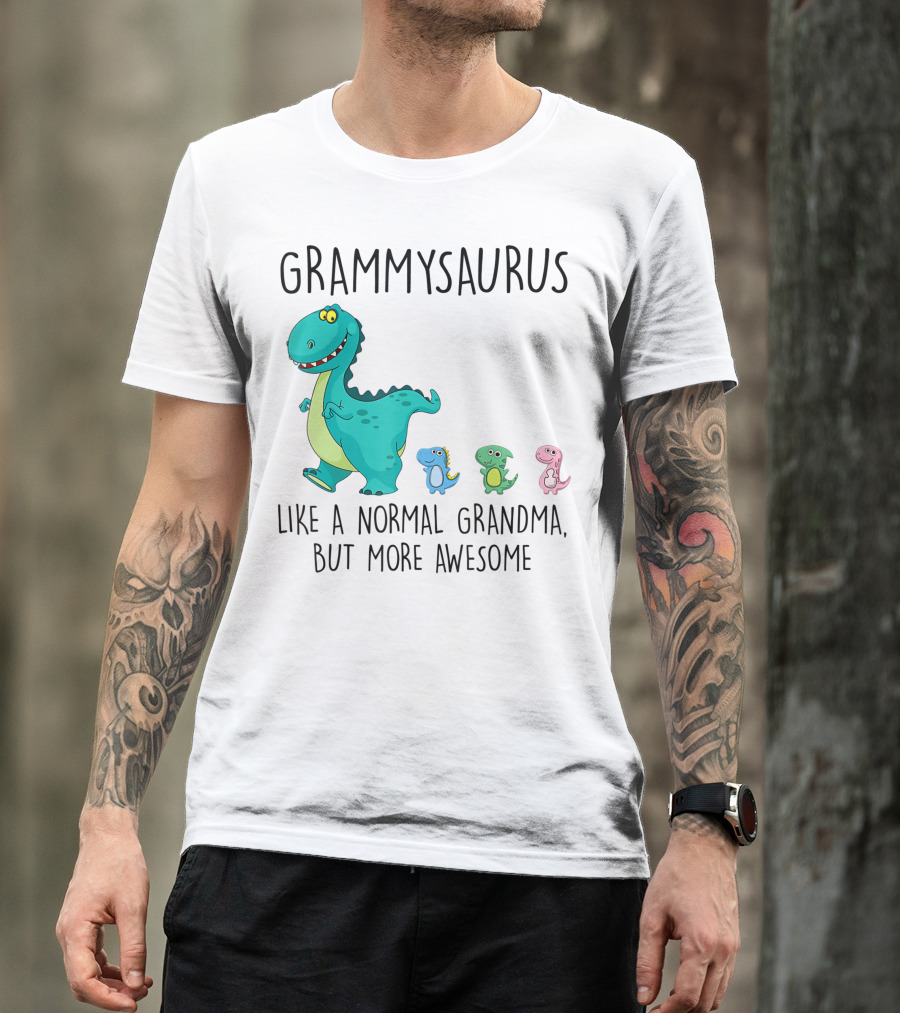 Grammysaurus Like A Normal Grandma But More Awesome Colorful Dinosaur Family T-Shirt