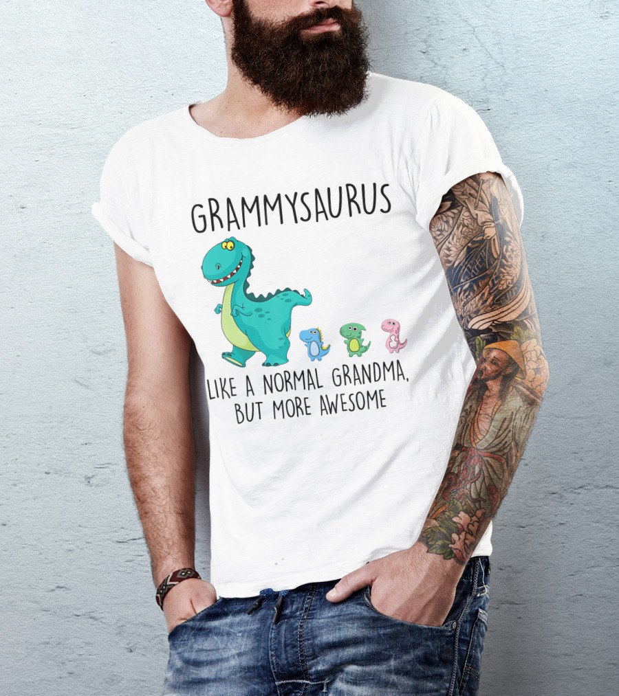 Grammysaurus Like A Normal Grandma But More Awesome Colorful Dinosaur Family T-Shirt
