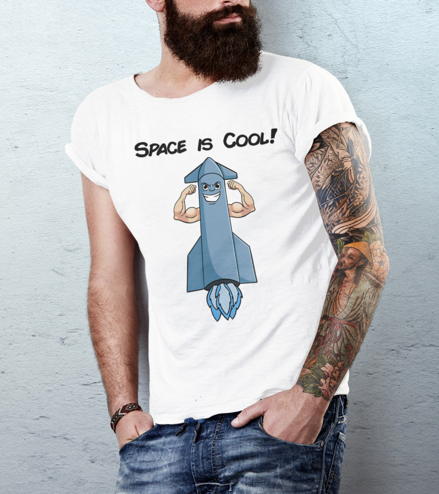 Space Is Cool Rocket Buff Emoji T-Shirt