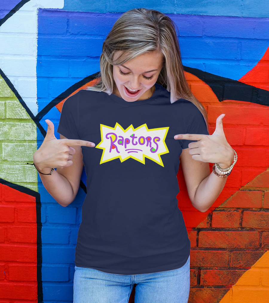 Raptors Retro Pop Art Style Text With Vivid Colors And Bold Outline T-Shirt