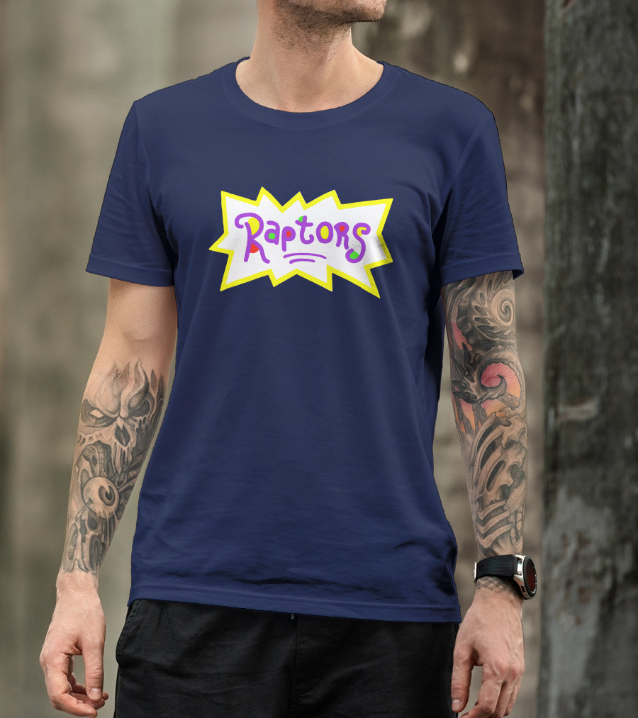 Raptors Retro Pop Art Style Text With Vivid Colors And Bold Outline T-Shirt