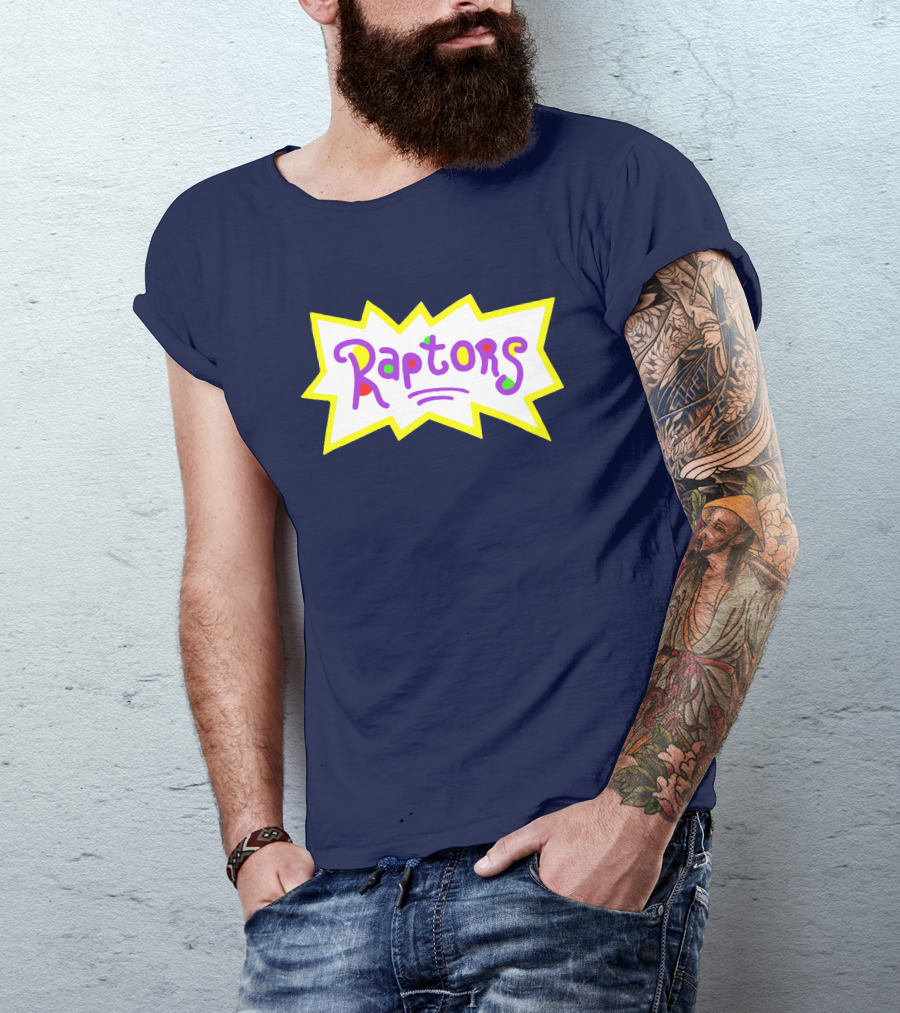 Raptors Retro Pop Art Style Text With Vivid Colors And Bold Outline T-Shirt