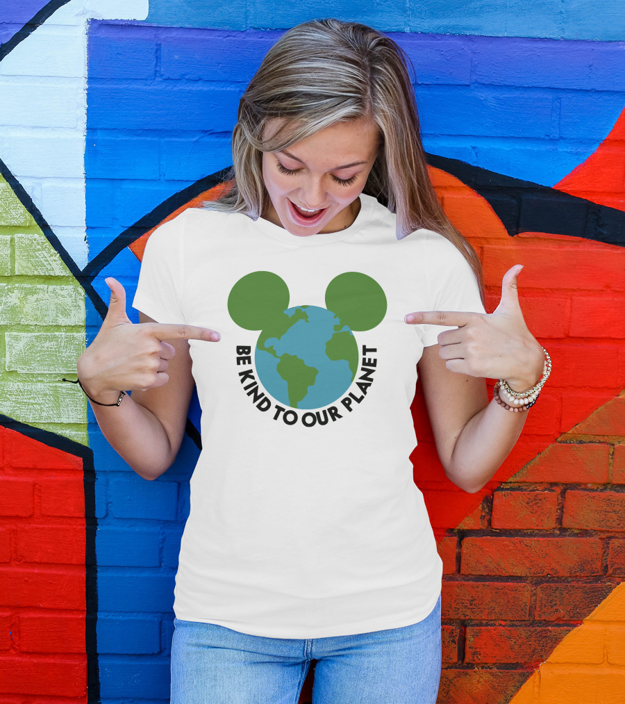 Be Kind To Our Planet Mouse Icon Earth Day T-Shirt