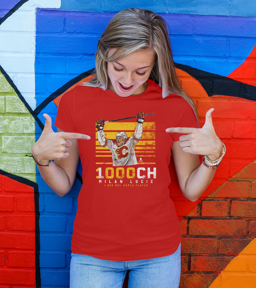 Milan Lucic 1000 NHL Games Played Calgary Flames T-Shirt