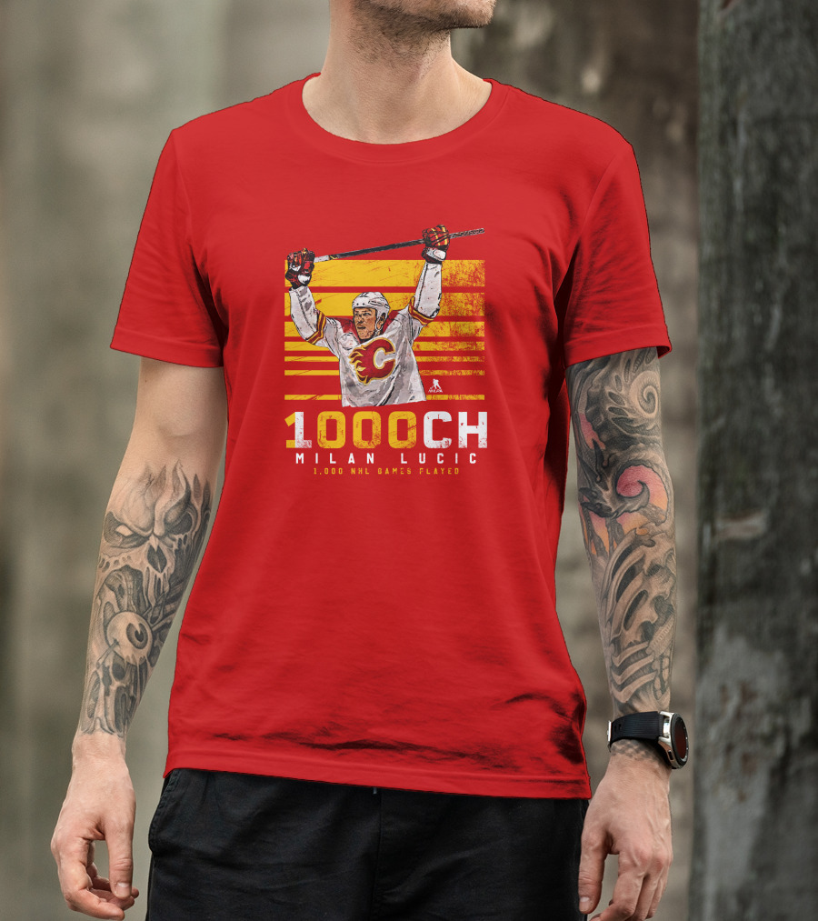 Milan Lucic 1000 NHL Games Played Calgary Flames T-Shirt