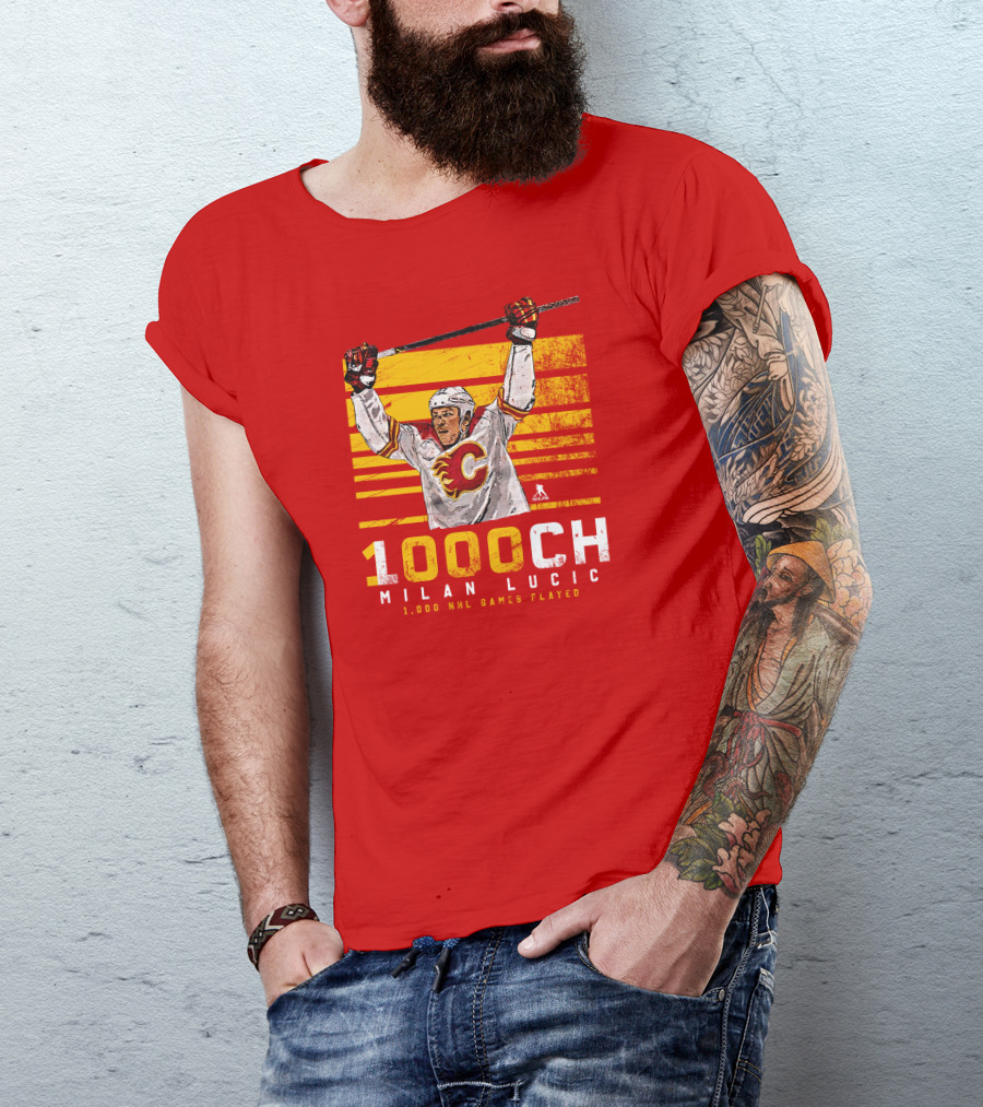 Milan Lucic 1000 NHL Games Played Calgary Flames T-Shirt