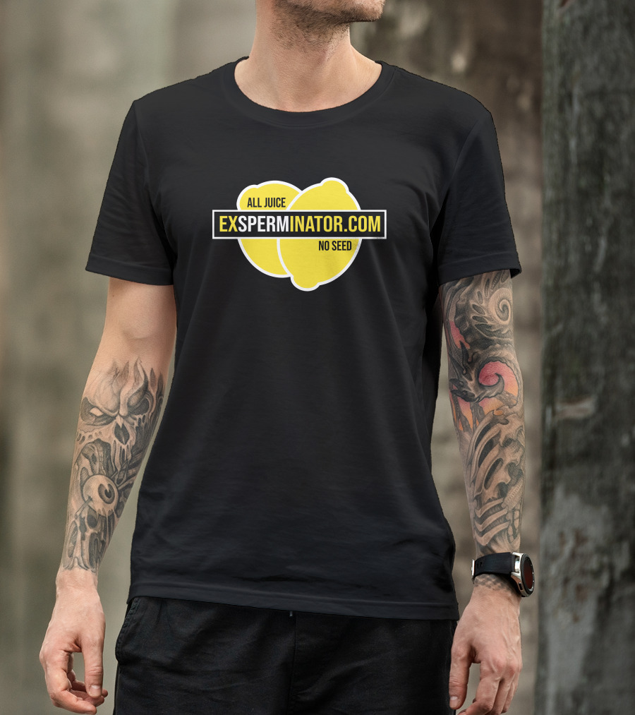 Exsperminator All Juice No Seed Lemon Logo Exsperminator.com T-Shirt