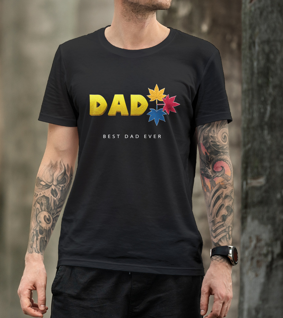 Best Dad Ever Colorful Maple Leaves T-Shirt