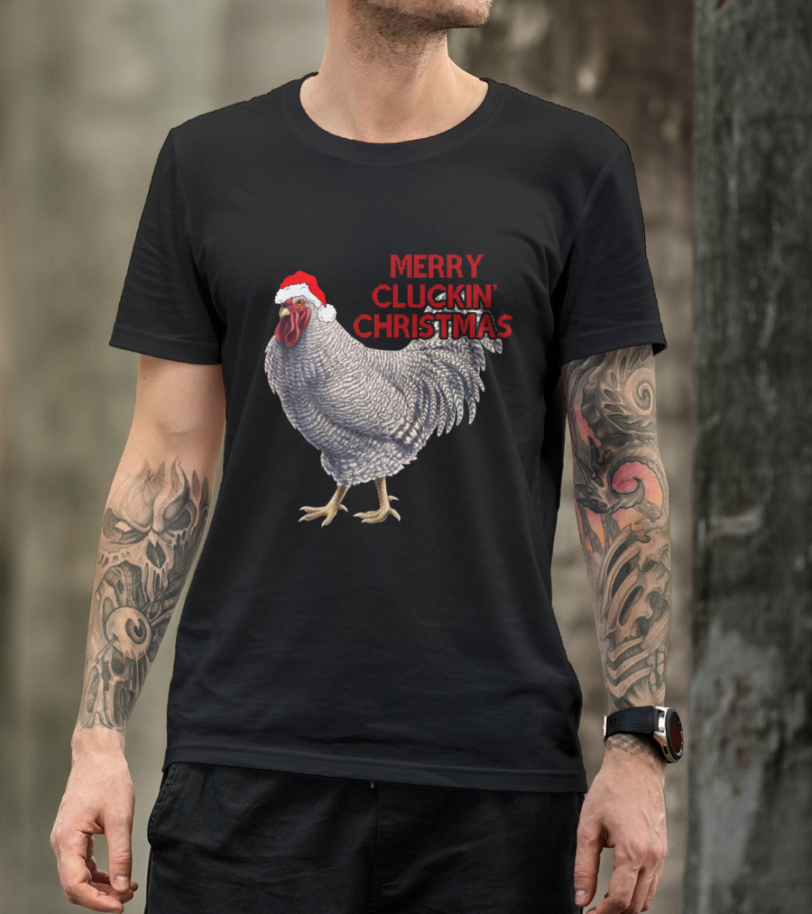 Merry Cluckin' Christmas Santa Hat Chicken T-Shirt