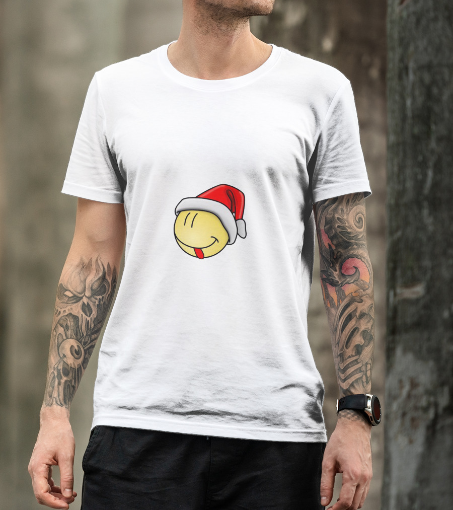Christmas Smile Santa Hat Emoji T-Shirt