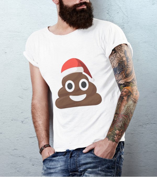 Funny Santa Poopy Emoji Holiday Humor T-Shirt