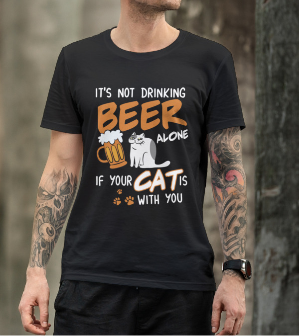 Drinking Beer With Your Cat Mug And Paw Prints T-Shirt