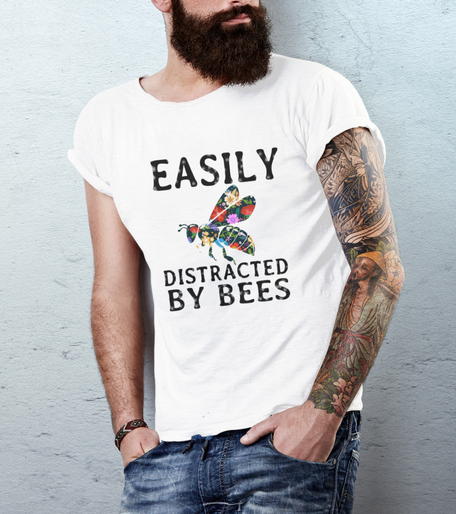Easily Distracted By Bees Floral T-Shirt