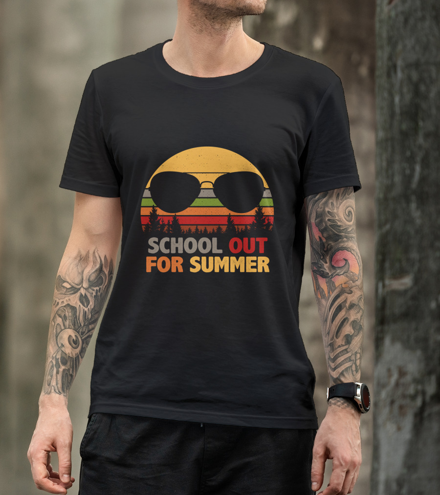 School Out For Summer Retro Sunglasses With Sunset T-Shirt