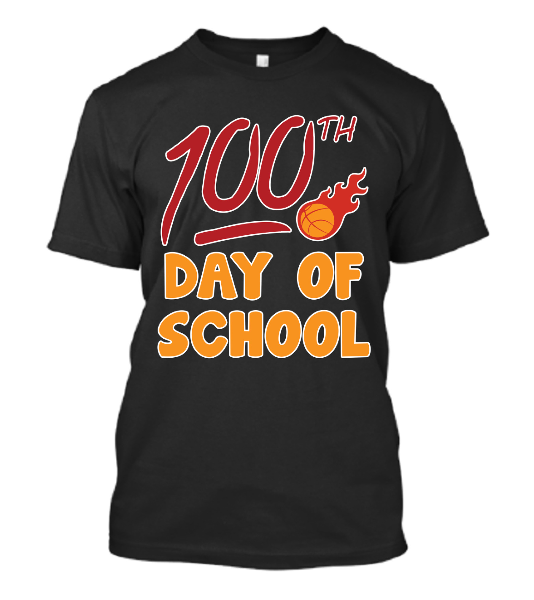 100th Day Of School Basketball Flame T-Shirt