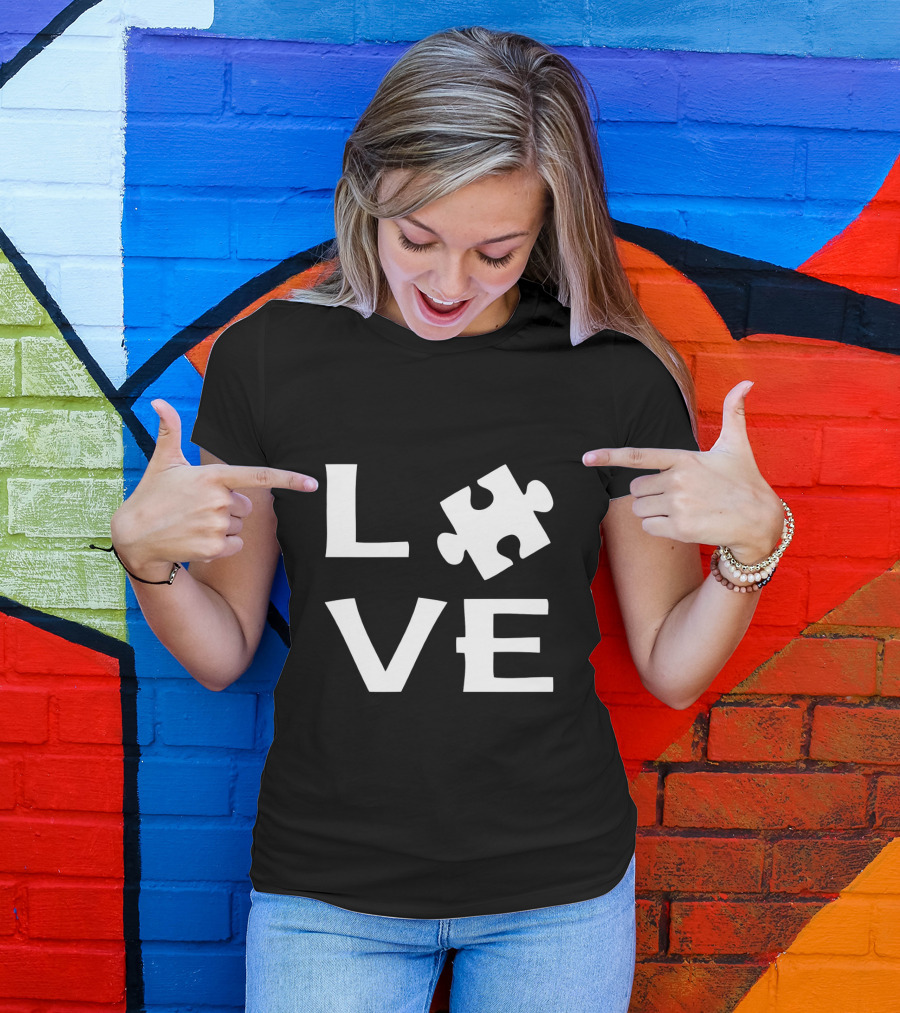 Autism Love Puzzle Piece Representation In Text T-Shirt