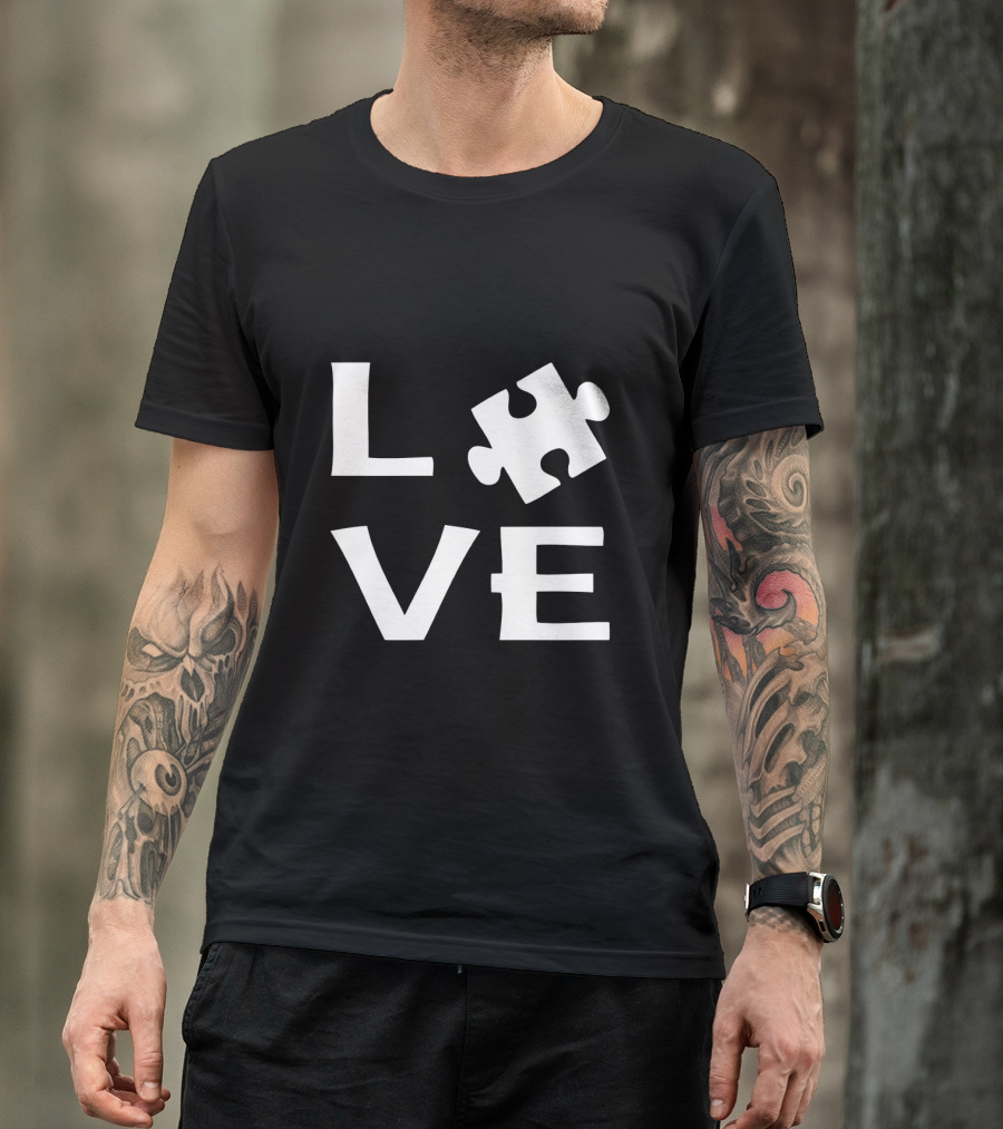 Autism Love Puzzle Piece Representation In Text T-Shirt