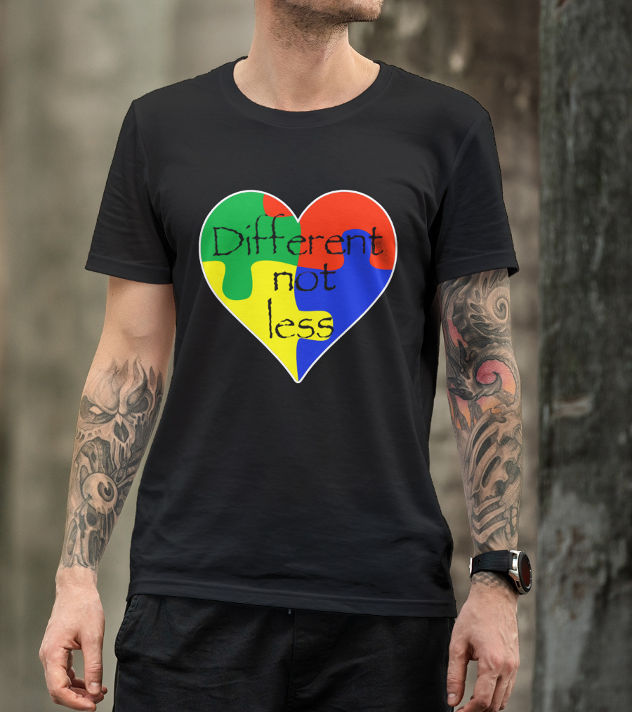 Different Not Less Heart Puzzle Autism Awareness T-Shirt