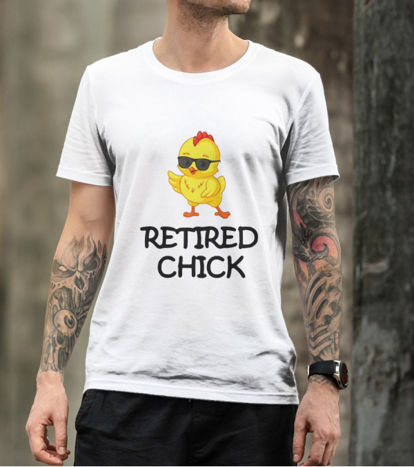 Retired Chick Cute Yellow Cartoon With Sunglasses T-Shirt