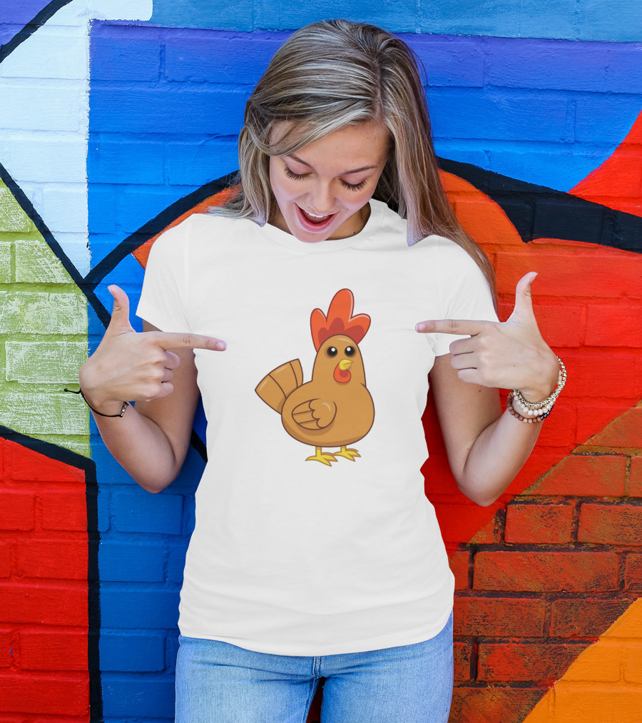 Brown Chicken Cartoon T-Shirt