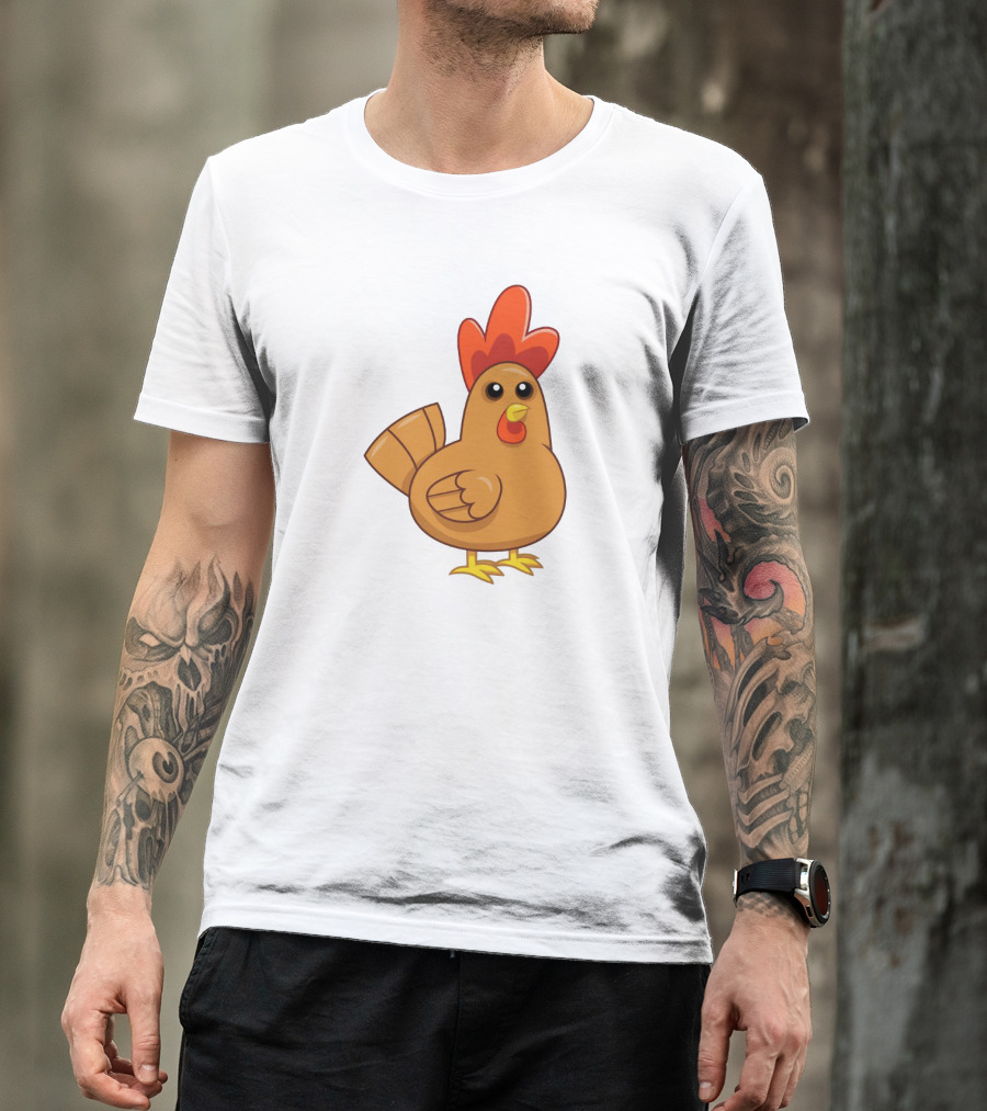 Brown Chicken Cartoon T-Shirt