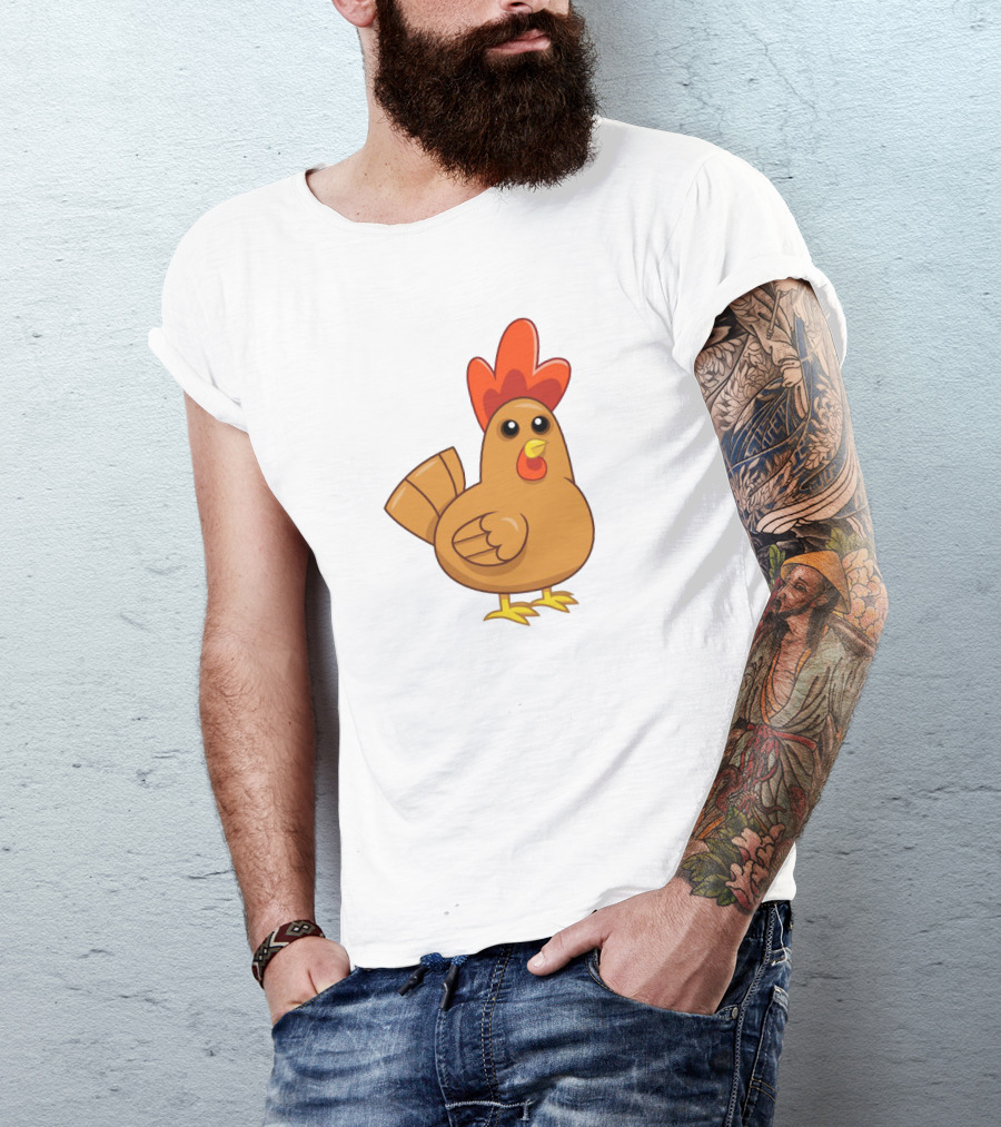 Brown Chicken Cartoon T-Shirt