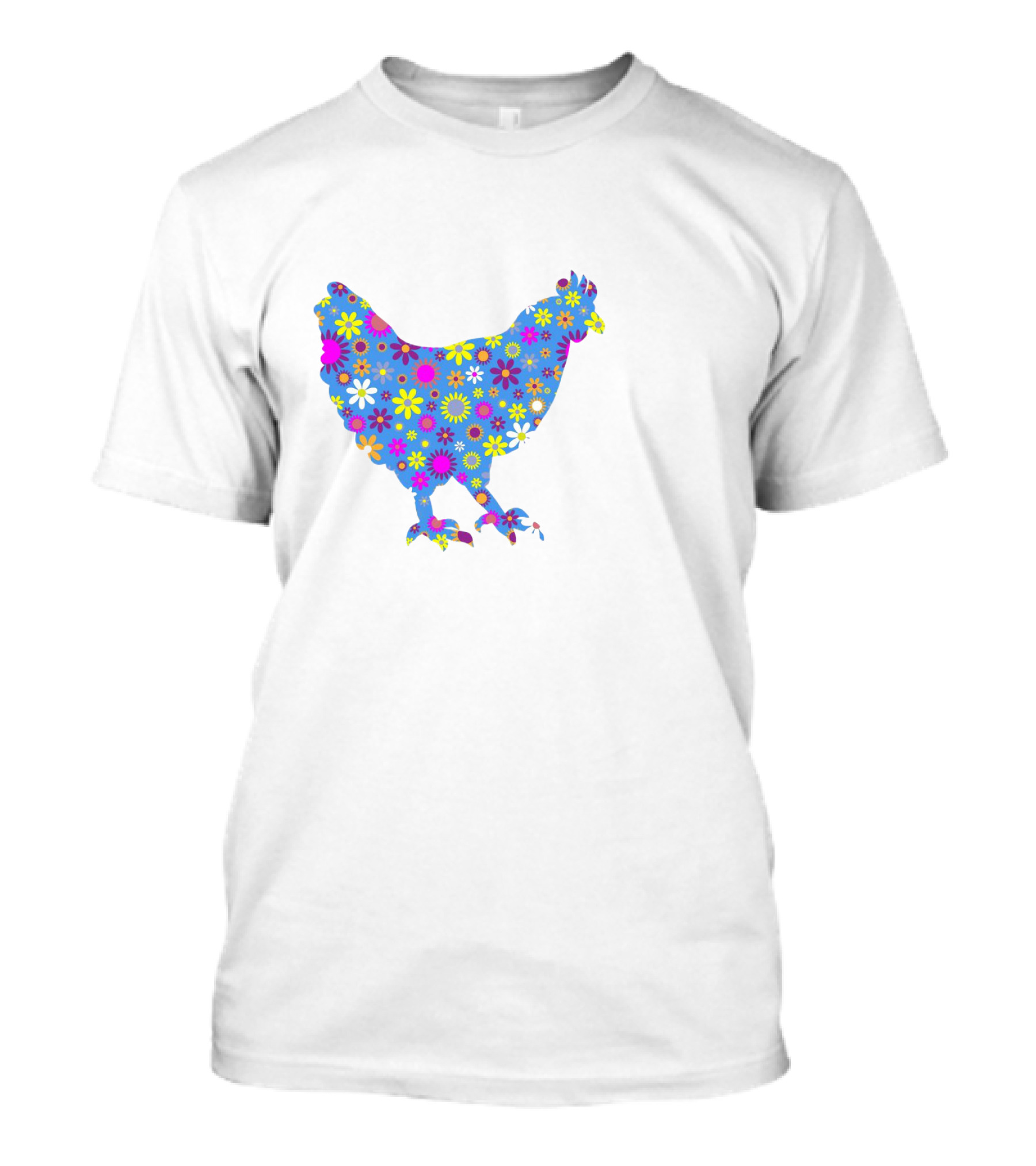 Chicken Flower Pattern Adorable Farm Animal T-Shirt