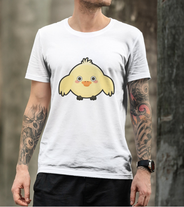 Kawaii Chick Cute Yellow Cartoon Chicken With Big Eyes And Blushy Cheeks T-Shirt