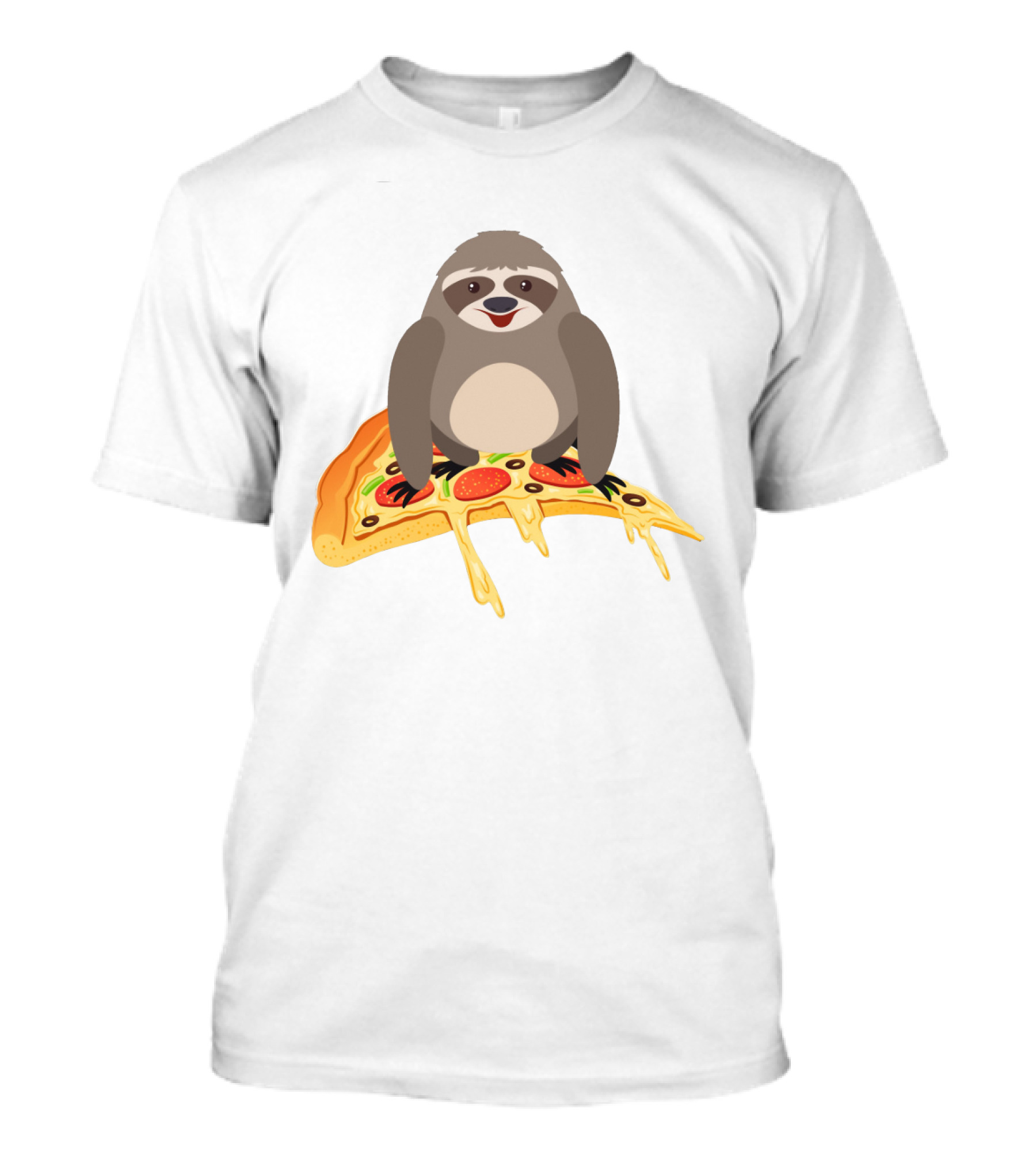 Cute And Funny Sloth On Melty Pizza Slice Ride T-Shirt