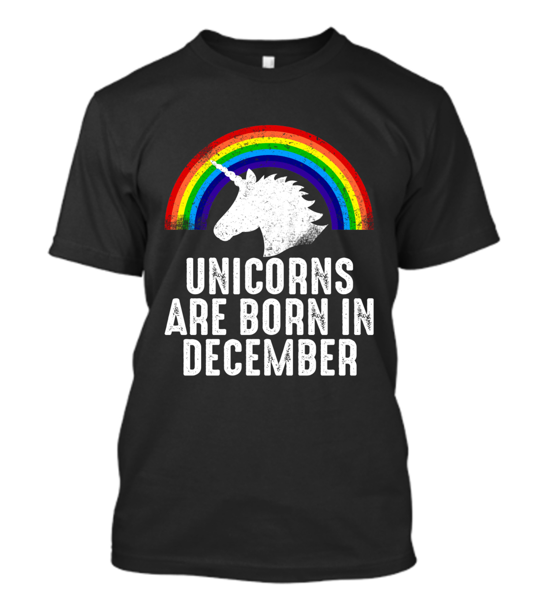 Unicorns Are Born In December Rainbow Pride T-Shirt