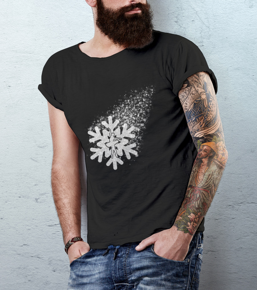 Ballet Dance Silhouette Inside Glittering Snowflake Burst T-Shirt
