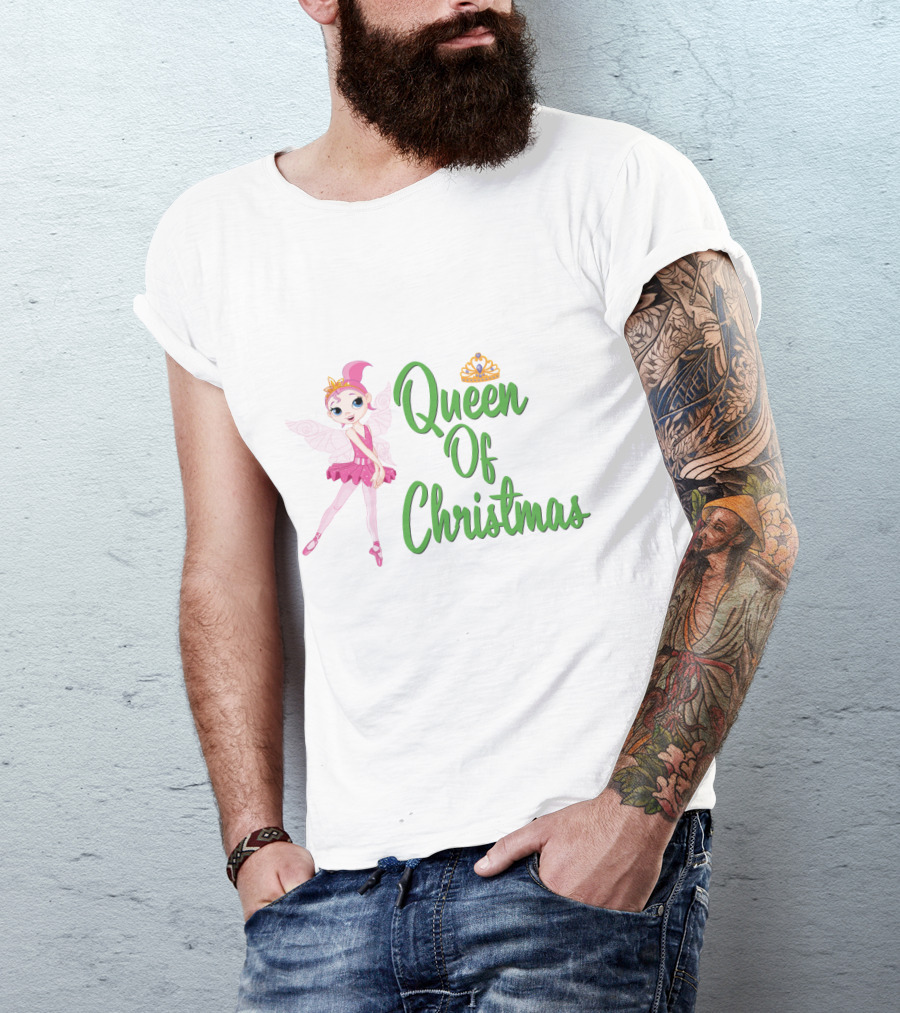 Queen Of Christmas Ballet Fairy With Pink Tutu And Crown T-Shirt