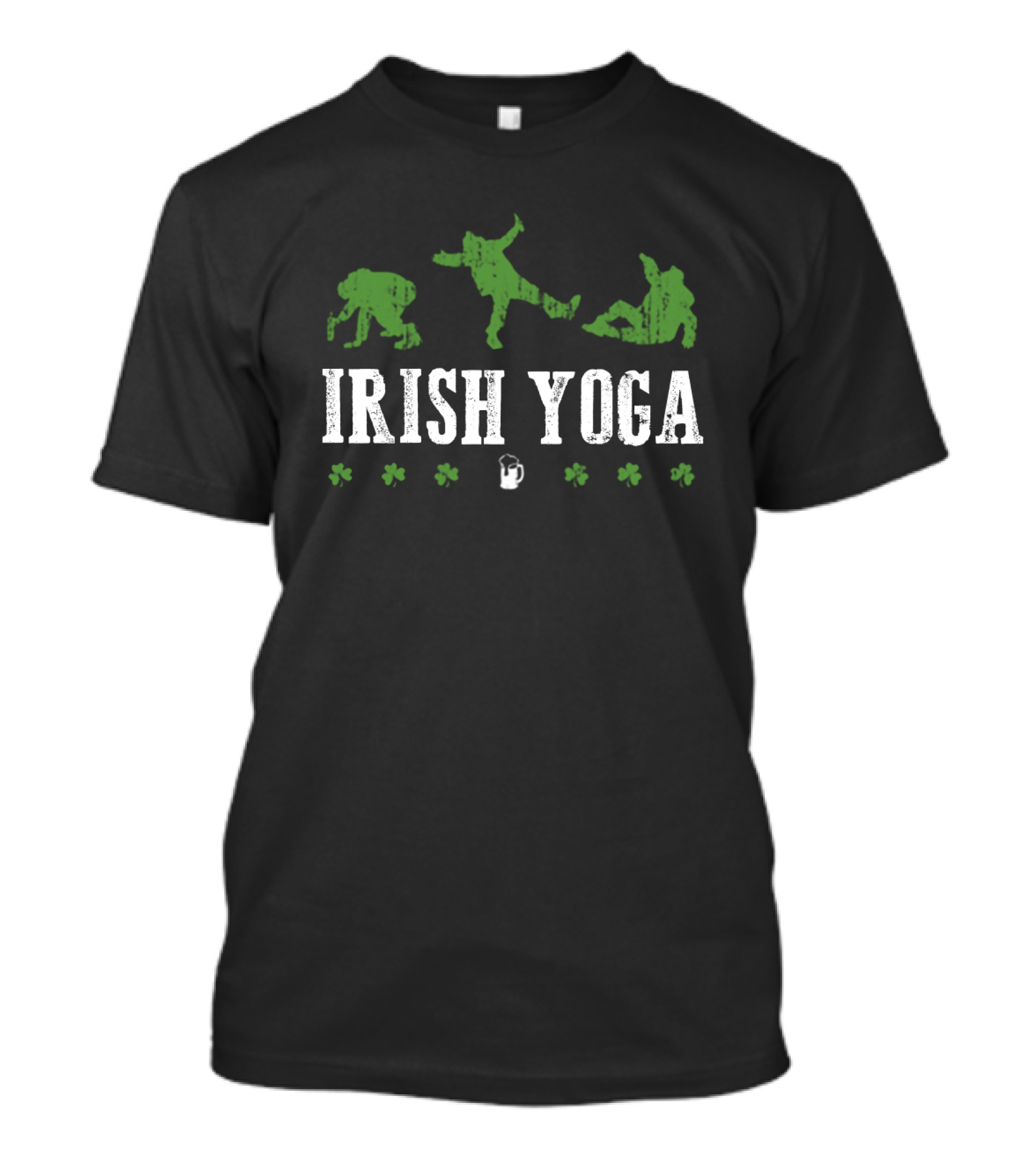 Irish Yoga Drinking Humor With Green Poses And Shamrocks T-Shirt