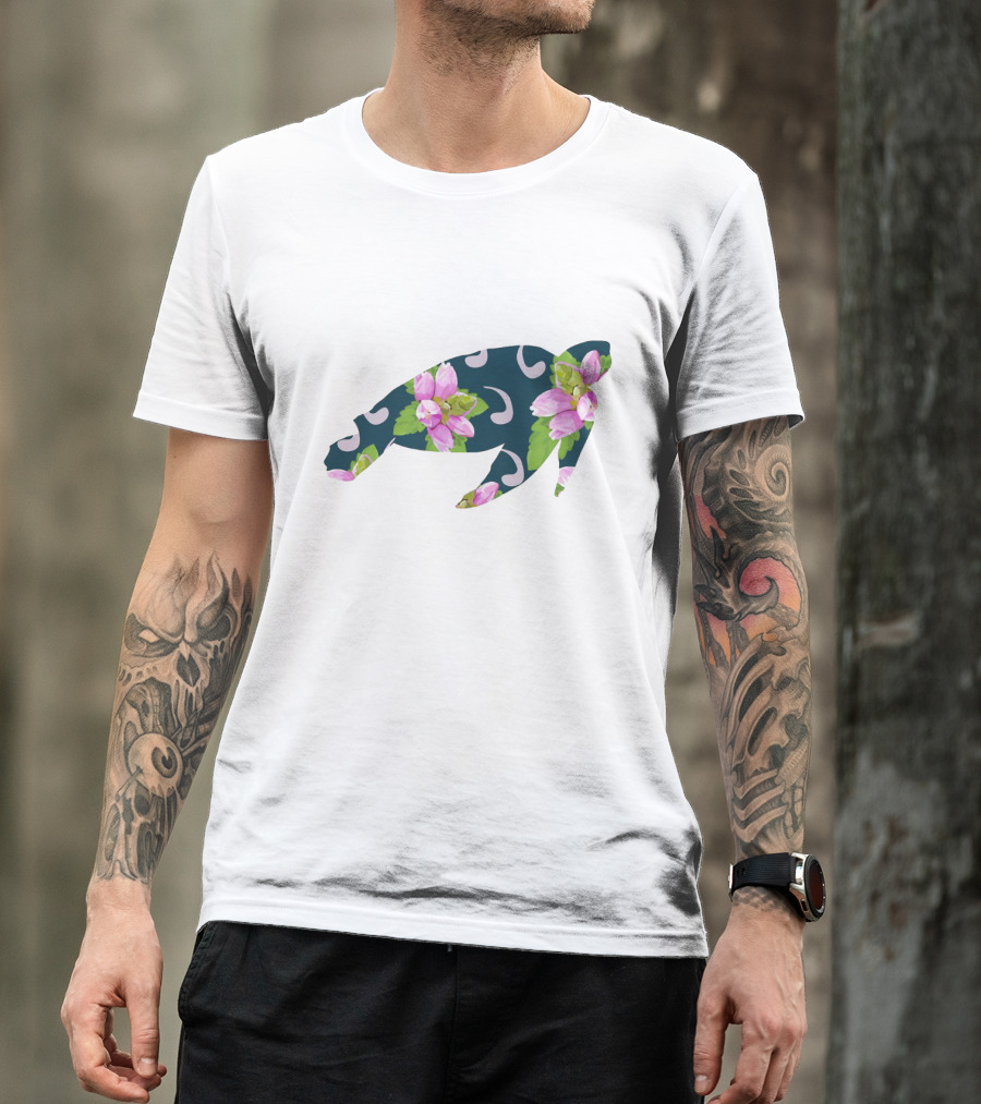 TurtleHead Floral Pattern With Pink Flowers T-Shirt