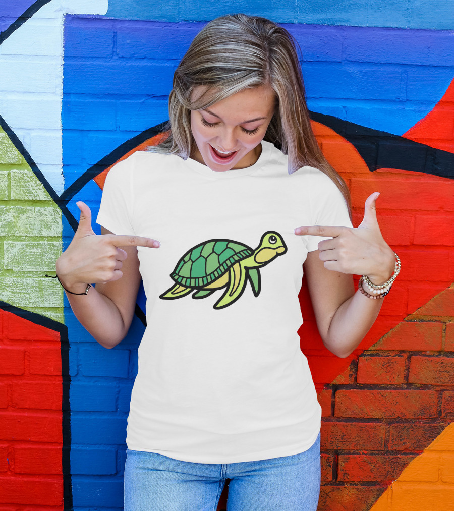 Cute Little Sea Turtle Delightfully Adorable Green Companion T-Shirt