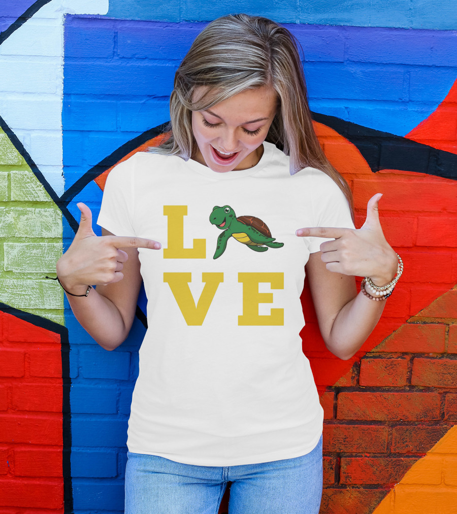 LOVE Turtles Funny Kids Sea Drawing Playful T-Shirt