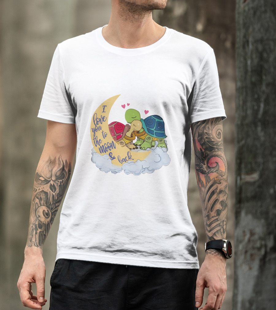 I Love You To The Moon And Back Turtle Trio With Hearts On Cloud T-Shirt