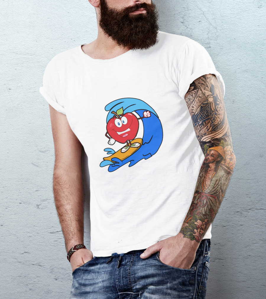 Apple Riding Surf Waves On A Board T-Shirt
