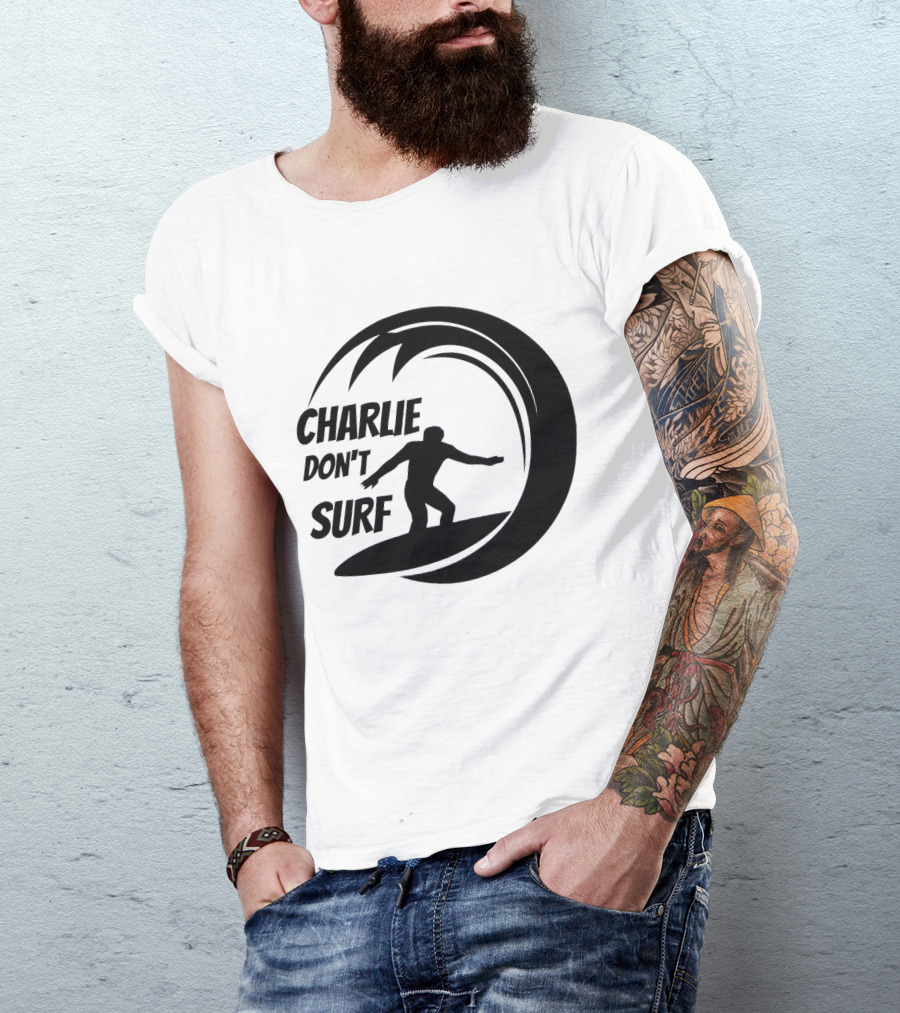 Charlie Don't Surf Silhouette Surfer Wave T-Shirt