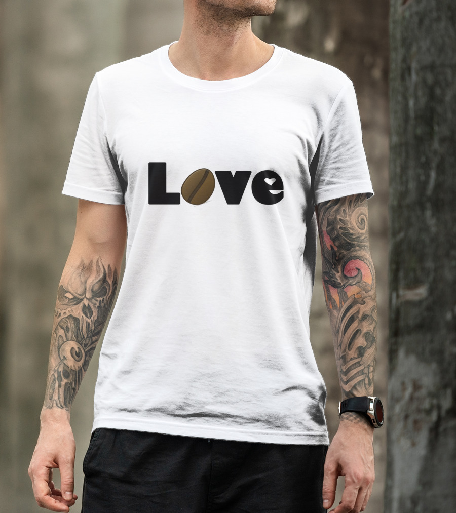 Love With Coffee Bean And Heart Symbol Integration T-Shirt